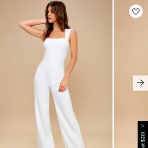 NWT Lulu’s Enticing Endeavors White Jumpsuit Size Large